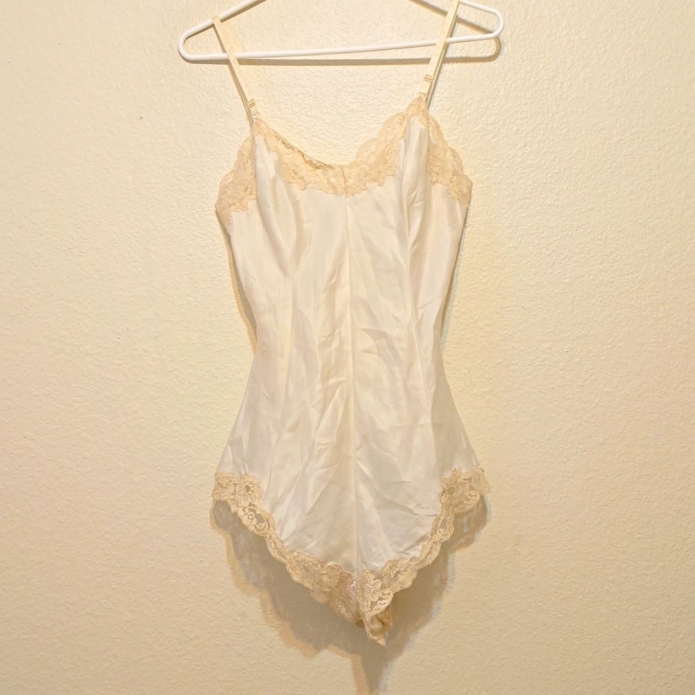 Classic Lace-Trim Cream Slip Bodysuit